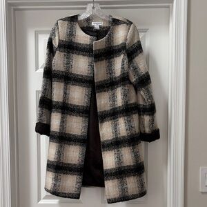 Black and Cream Plaid Coat